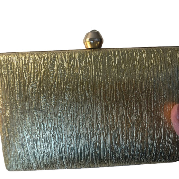 CHARMING Charlie Hard Shell Gold Clutch - Picture 3 of 6